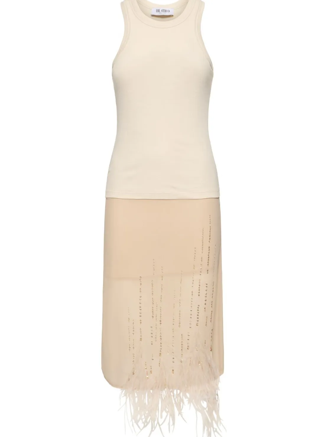 Vestito midi in georgette / piume