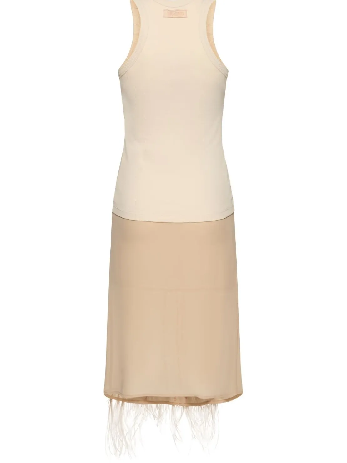 Vestito midi in georgette / piume