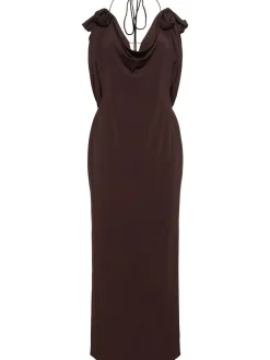 Vestito midi in jersey con rose
