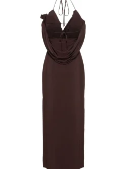Vestito midi in jersey con rose