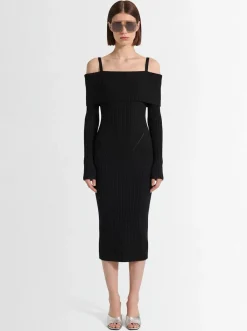 Vestito midi in maglia a costine