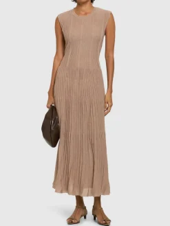 Vestito midi in maglia di misto viscosa a costine