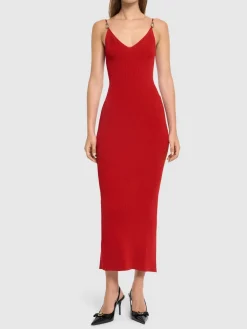Vestito midi in maglia di viscosa stretch