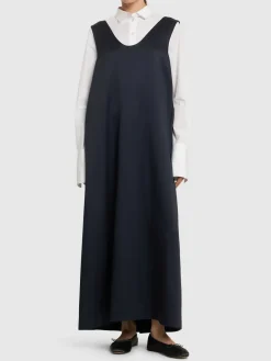 Vestito midi in raso con spilla