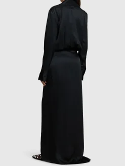 Vestito midi in raso drappeggiato