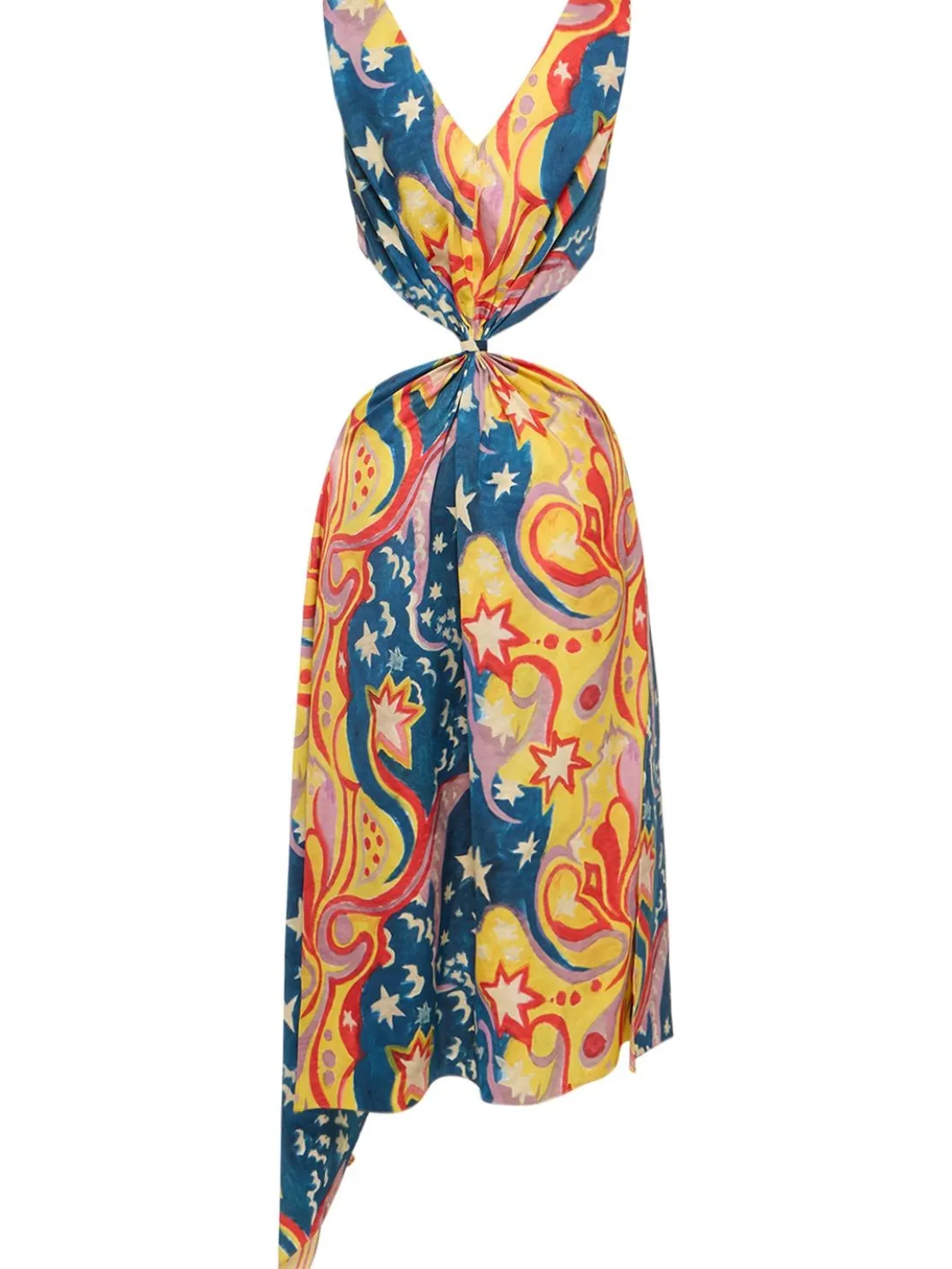 Vestito midi in raso envers stampato