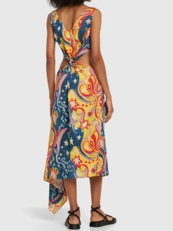 Vestito midi in raso envers stampato