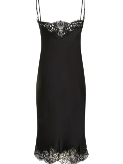 Vestito midi in raso e pizzo