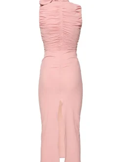 Vestito midi in seta trasparente con rose