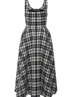 Vestito midi in tartan di lana