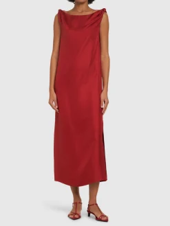 Vestito midi Moun in seta drappeggiata