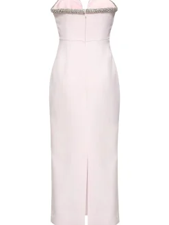 Vestito midi senza spallini in crepe decorato
