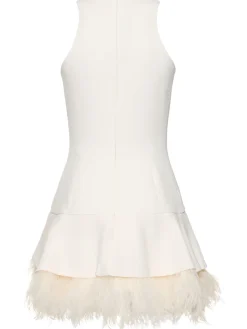 Vestito mini in cady con piume