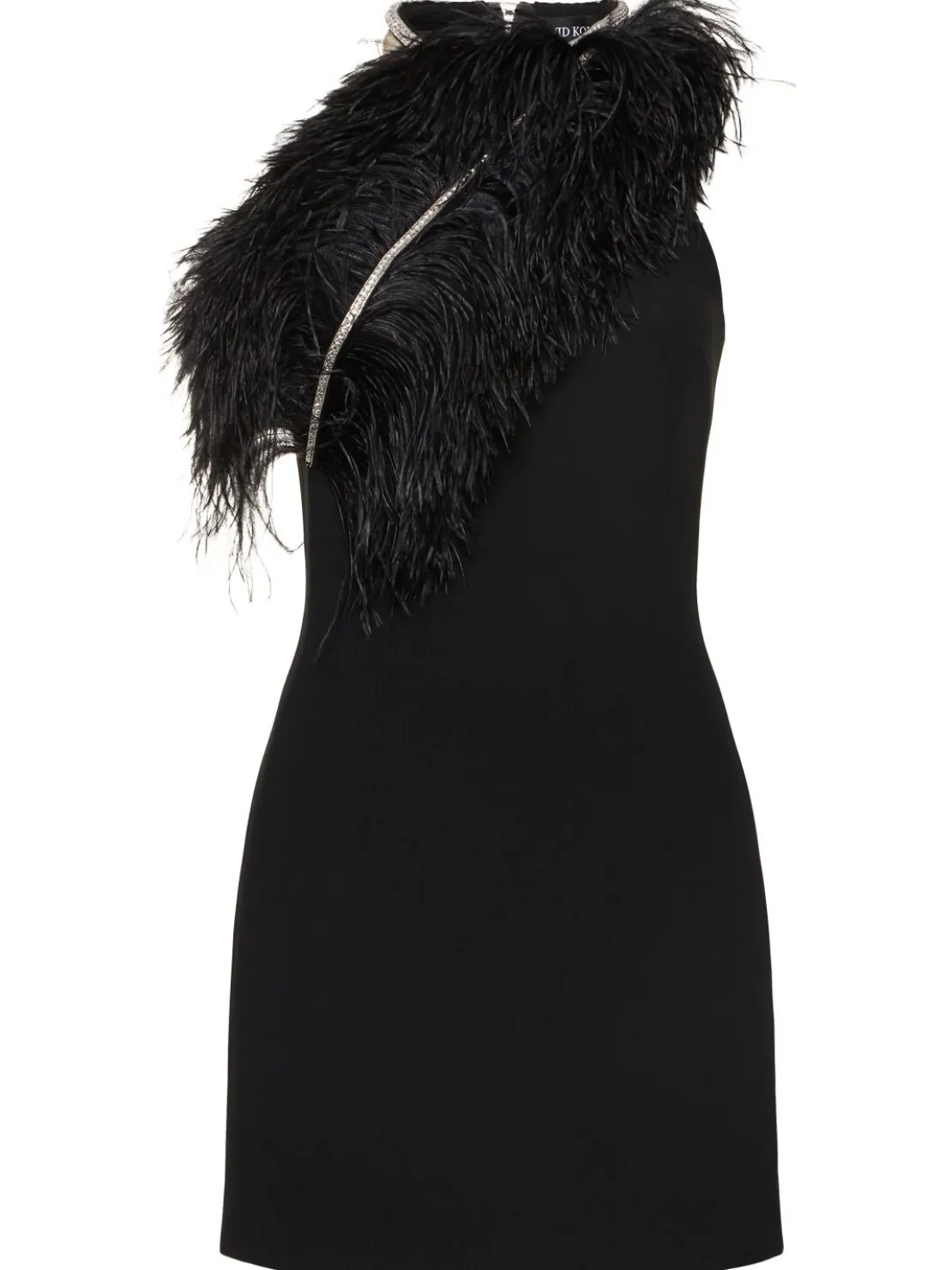 Vestito mini in cady con piume