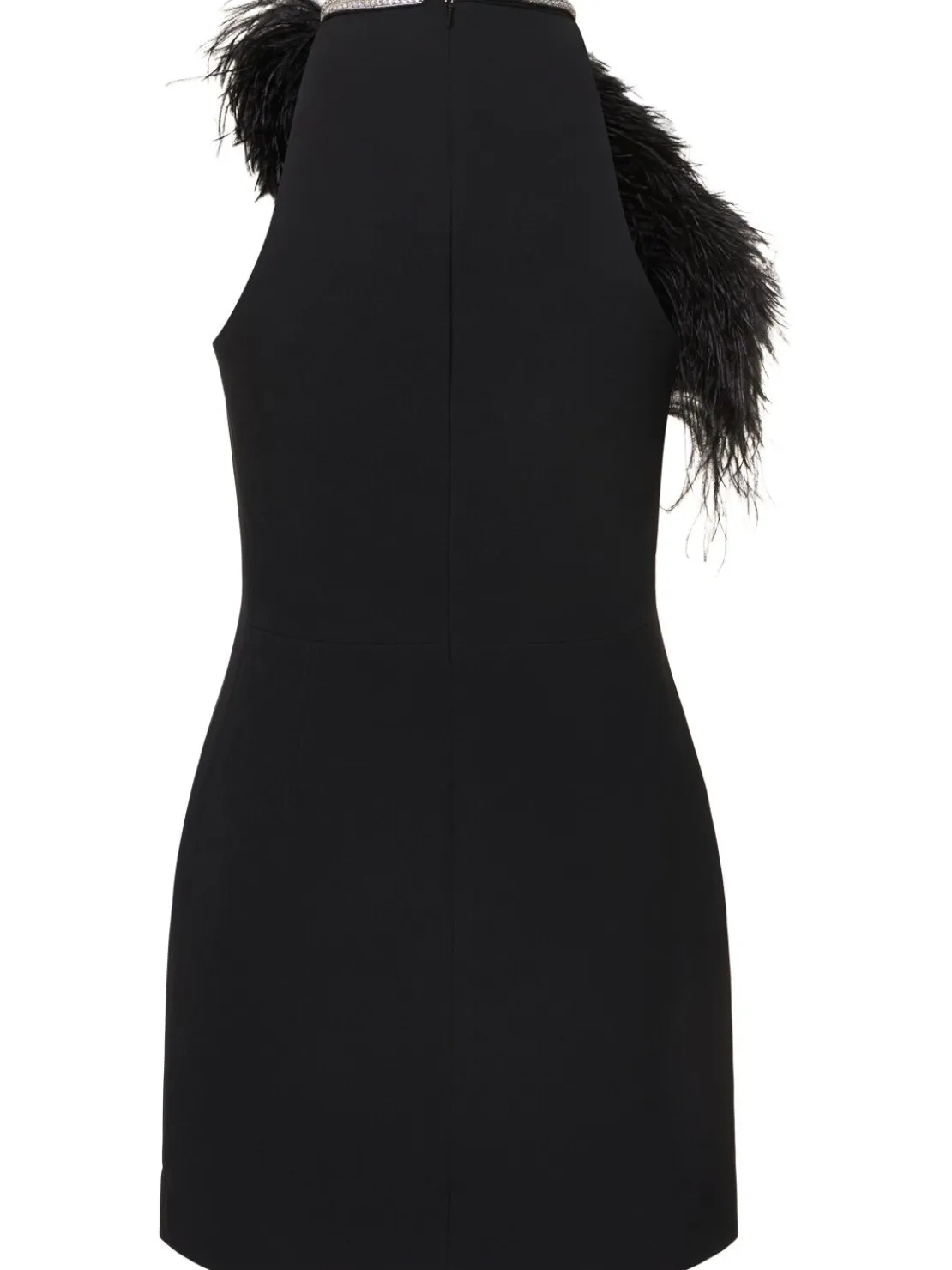 Vestito mini in cady con piume
