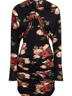 Vestito mini in jersey stampato drappeggiato