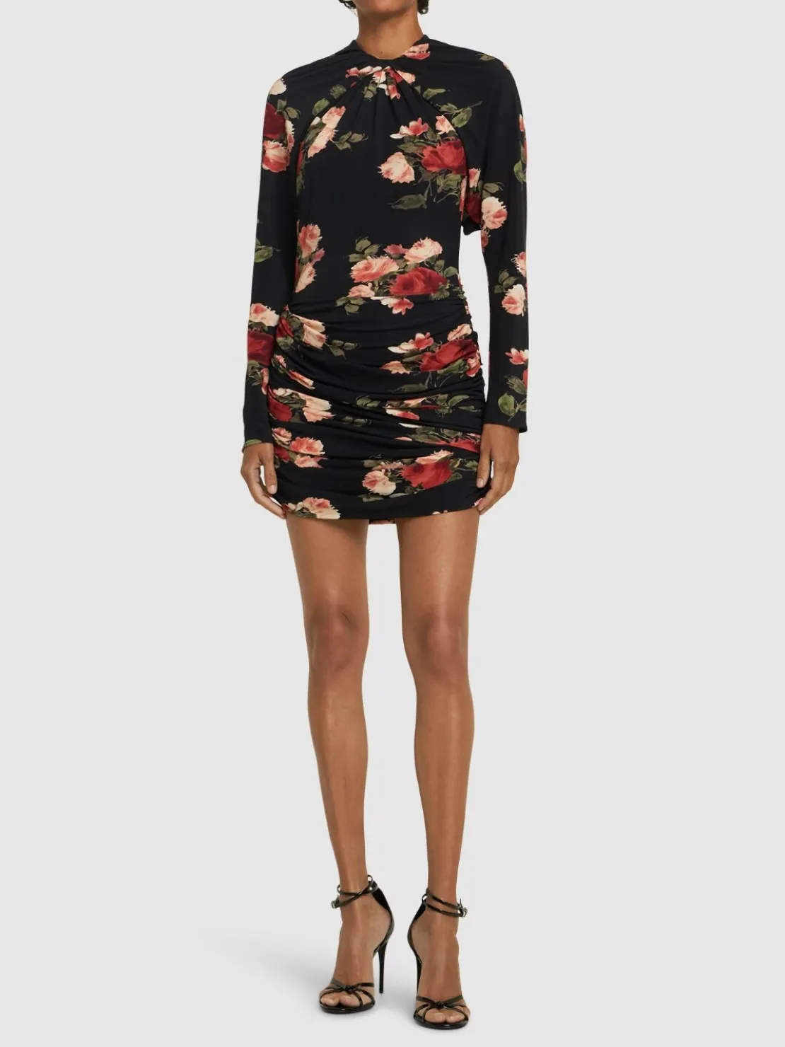 Vestito mini in jersey stampato drappeggiato