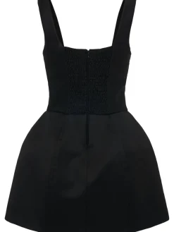 Vestito mini in raso di lana drappeggiato