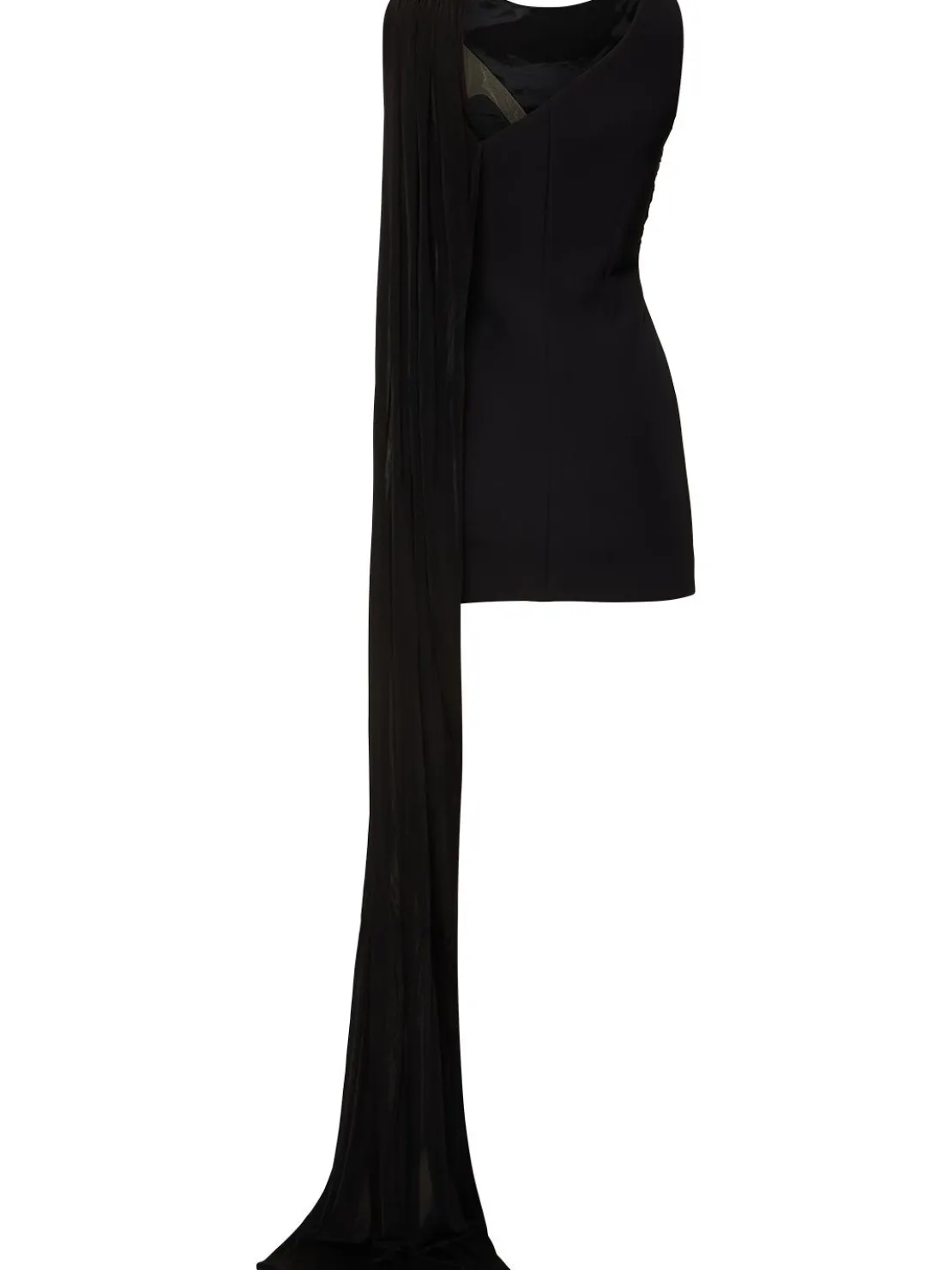 Vestito mini in tulle e jersey fluido drappeggiato