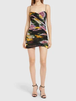 Vestito mini in tulle stretch stampato