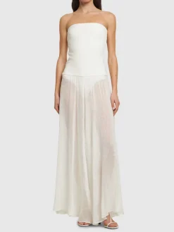Vestito senza spalline Aire in raso e organza