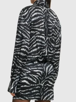 Vestito Silvye in raso con stampa zebra