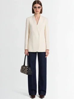 Viscose & linen jacket w/ leather belt